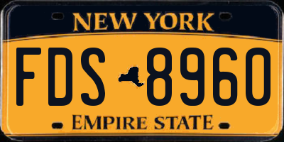 NY license plate FDS8960