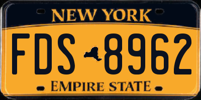 NY license plate FDS8962