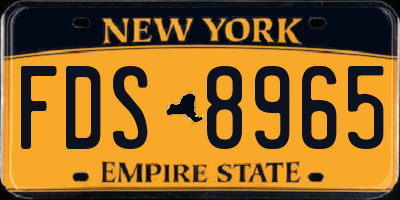 NY license plate FDS8965