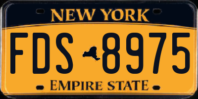 NY license plate FDS8975