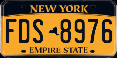 NY license plate FDS8976