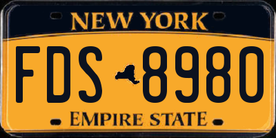 NY license plate FDS8980