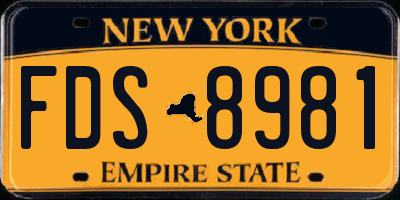NY license plate FDS8981