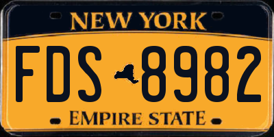 NY license plate FDS8982