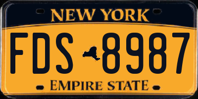 NY license plate FDS8987