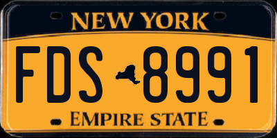 NY license plate FDS8991
