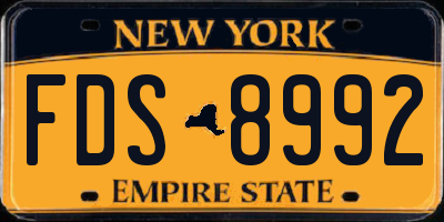 NY license plate FDS8992
