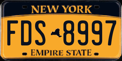 NY license plate FDS8997