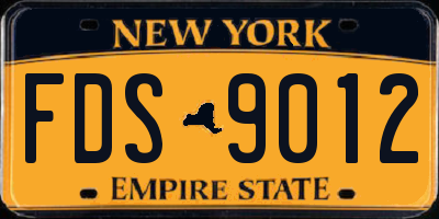 NY license plate FDS9012