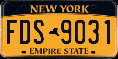 NY license plate FDS9031