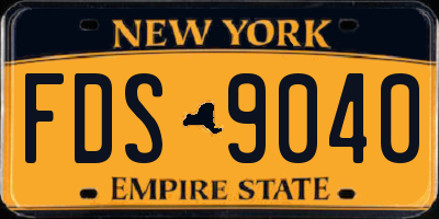 NY license plate FDS9040