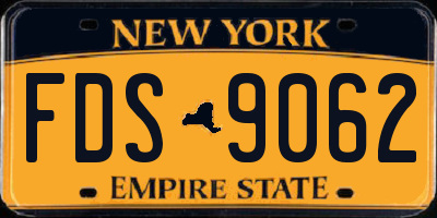 NY license plate FDS9062