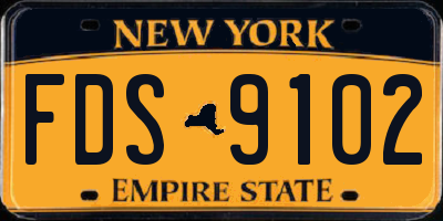NY license plate FDS9102