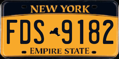 NY license plate FDS9182