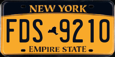 NY license plate FDS9210