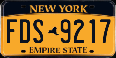 NY license plate FDS9217