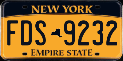NY license plate FDS9232