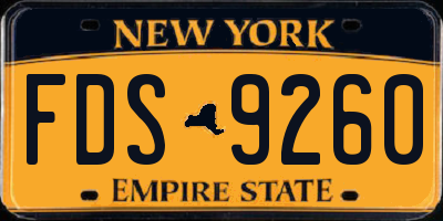 NY license plate FDS9260
