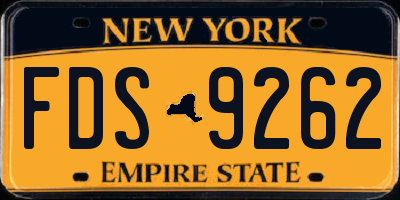 NY license plate FDS9262