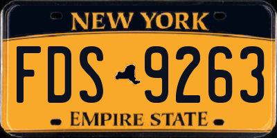 NY license plate FDS9263