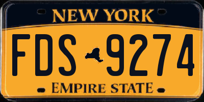 NY license plate FDS9274