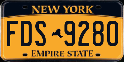 NY license plate FDS9280