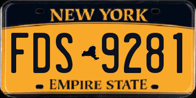 NY license plate FDS9281