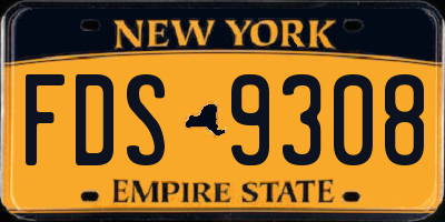 NY license plate FDS9308