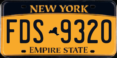 NY license plate FDS9320