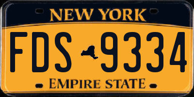 NY license plate FDS9334