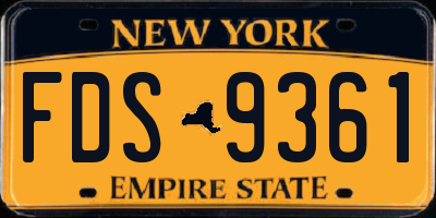 NY license plate FDS9361