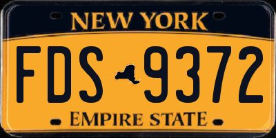 NY license plate FDS9372