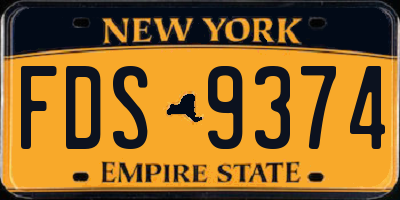 NY license plate FDS9374