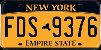 NY license plate FDS9376