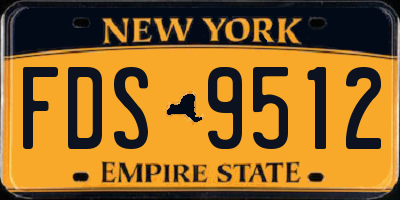 NY license plate FDS9512