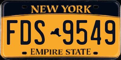 NY license plate FDS9549