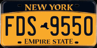 NY license plate FDS9550