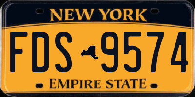 NY license plate FDS9574