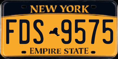 NY license plate FDS9575