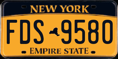 NY license plate FDS9580
