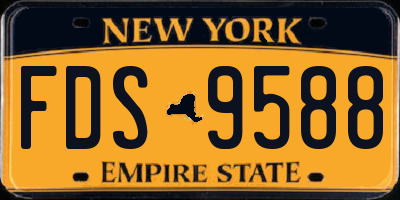 NY license plate FDS9588