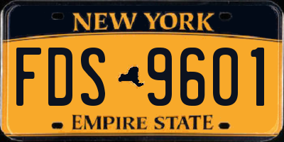 NY license plate FDS9601