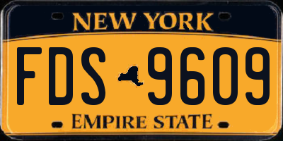NY license plate FDS9609
