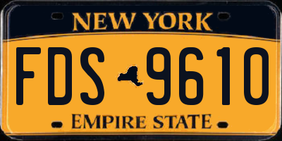 NY license plate FDS9610