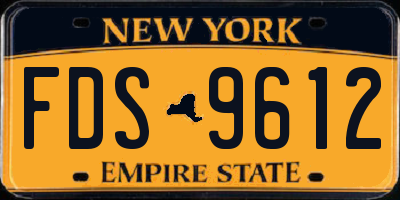 NY license plate FDS9612