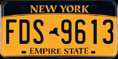 NY license plate FDS9613