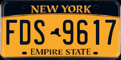 NY license plate FDS9617