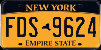 NY license plate FDS9624