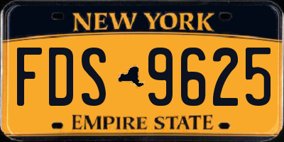 NY license plate FDS9625