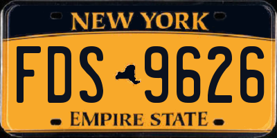 NY license plate FDS9626